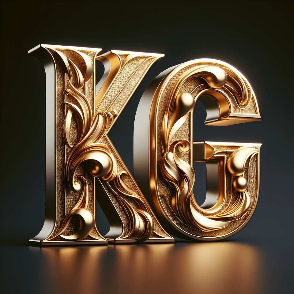 KG 2 GOLDEN LETTERS 3D PNG text effect image