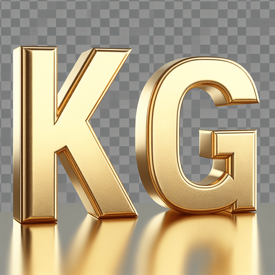 GOLD LETTERS KG 2 3D PNG text effect image