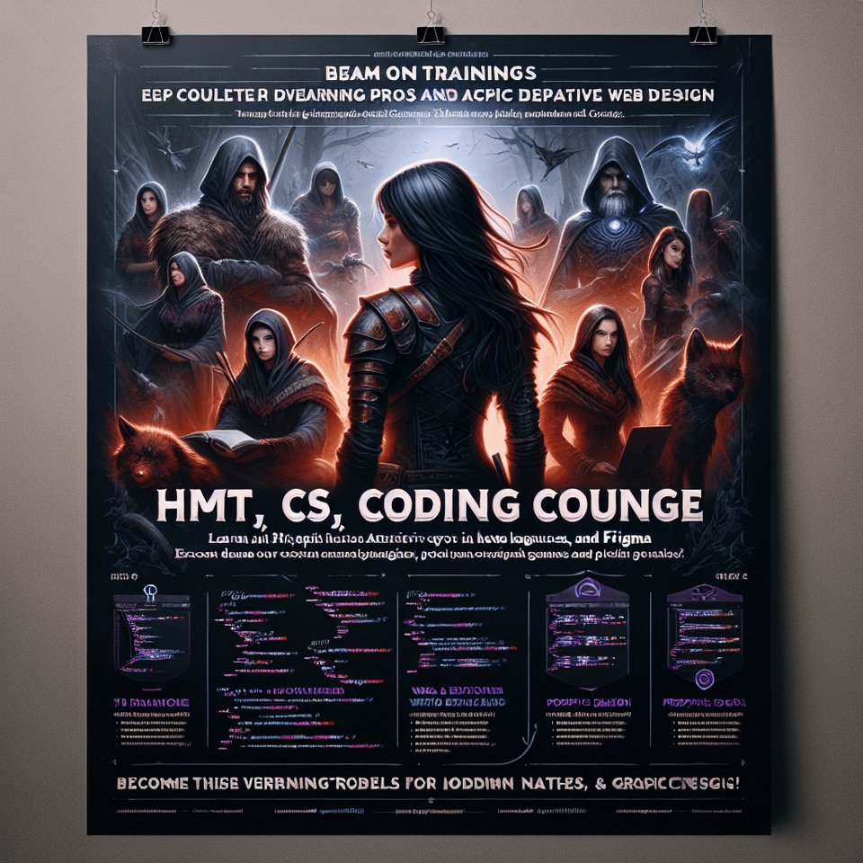🌟 Annonce de formation en HTML, CSS, JS et Figma avec la formatrice Ranim Rtimi 🌟,,🔥 Vous souhaitez maîtriser les langages incontournables du web et les outils de design les plus populaires ? Ne cherchez plus, cette formation est faite pour vous ! 🔥,,👩💻 Ranim Rtimi, experte dans le domaine, vous accompagnera pas à pas pour que vous deveniez un véritable pro du développement web et du design graphique. 👩💼,,💡 Au programme : apprentissage des langages HTML, CSS, JS pour créer des sites web dynamiques et attractifs, ainsi que l'utilisation de Figma pour des designs modernes et professionnels. 💡,,🚀 Passez à l'action dès maintenant et inscrivez-vous pour cette formation unique qui vous permettra de booster vos compétences et votre carrière ! 🚀,,#FormationWeb #HTML #CSS #JS #Figma #RanimRtimi #DéveloppementWeb #DesignGraphique #FormationEnLigne, poster, dark fantasy, photo text effect image