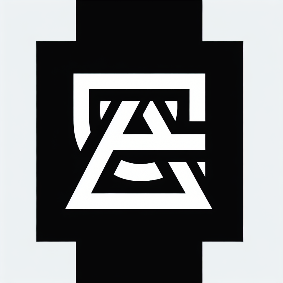 simple logo design incorporating the letters A and E using black and white colors text effect image