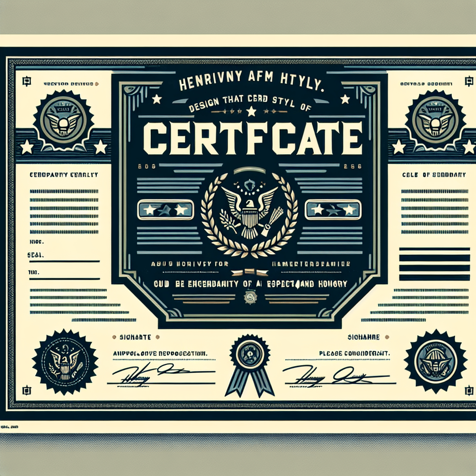 certificate hacky color vector for military regards text effect image