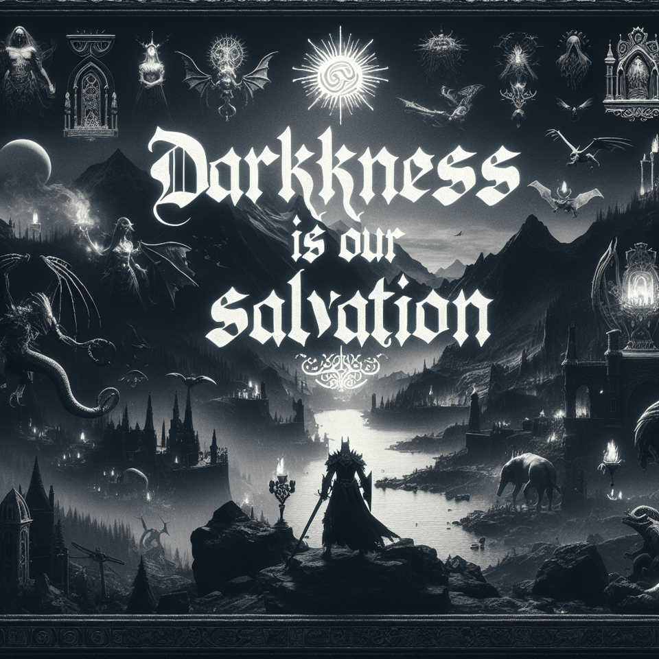 Darkness is our salvation , dark fantasy, typography text effect image
