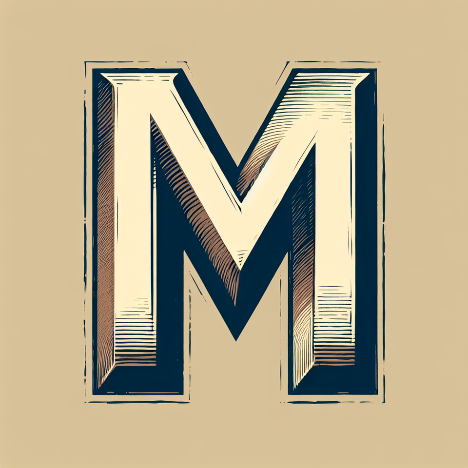 M letter text effect image