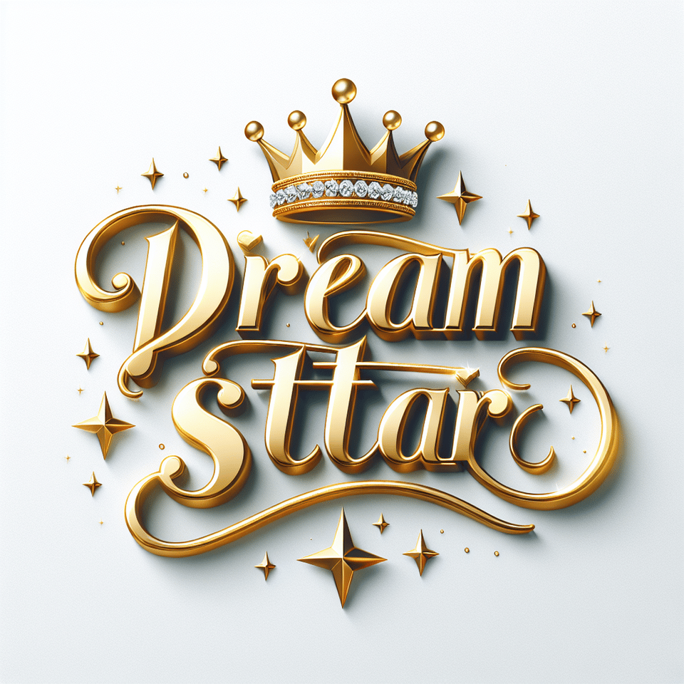 text DREAM STAR golden luxury text effect with crown and diamond on white background text effect image