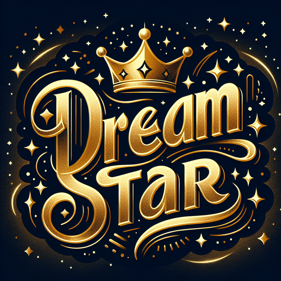 text DREAM STAR golden luxury text effect with crown and diamond on STAR background text effect image