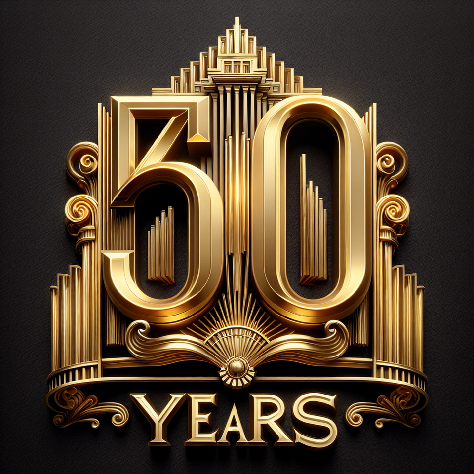 AI Generated в стиле 20th century fox надпись 50 годиков Text