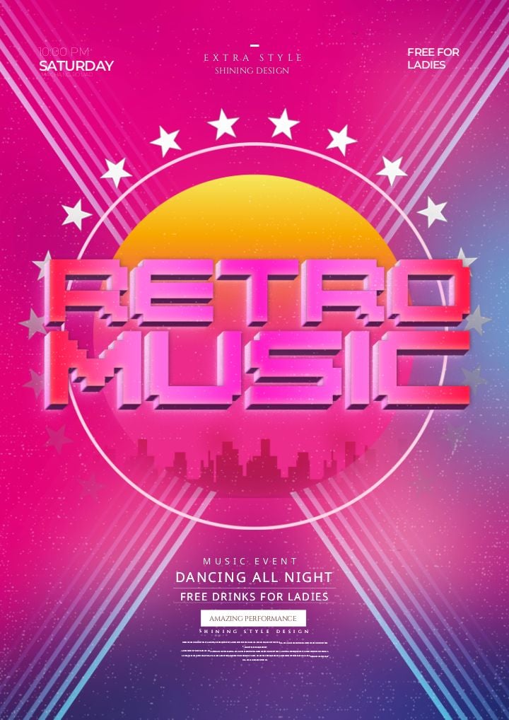 vintage style colorful party poster