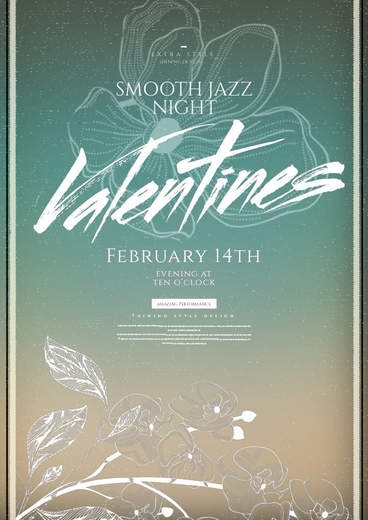 vintage-style flower valentine's day celebration poster in colorful lines