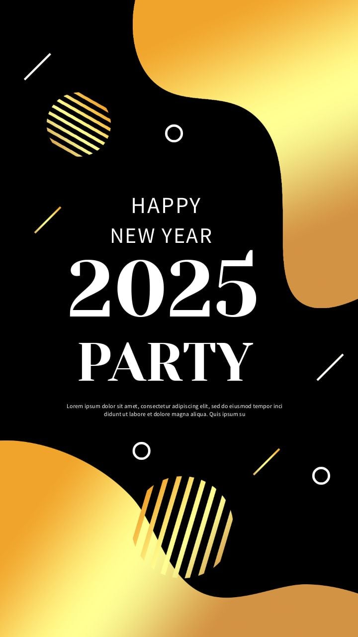 2025 new year's party golden gradient instagram story