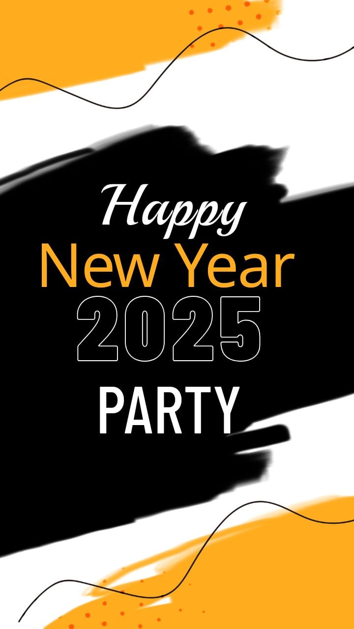 2025 new year's party instagram stories in yellow and black