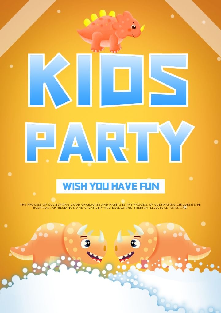 a yellow cartoon poster for a children's club