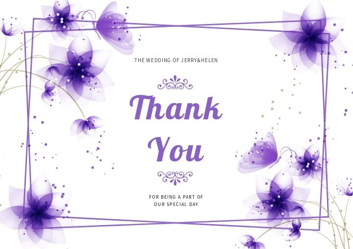 abstract floral wedding thank you card with a creative touch