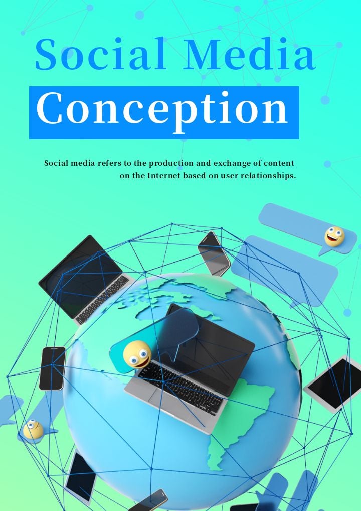 abstract minimalist social media network poster in 3d concept