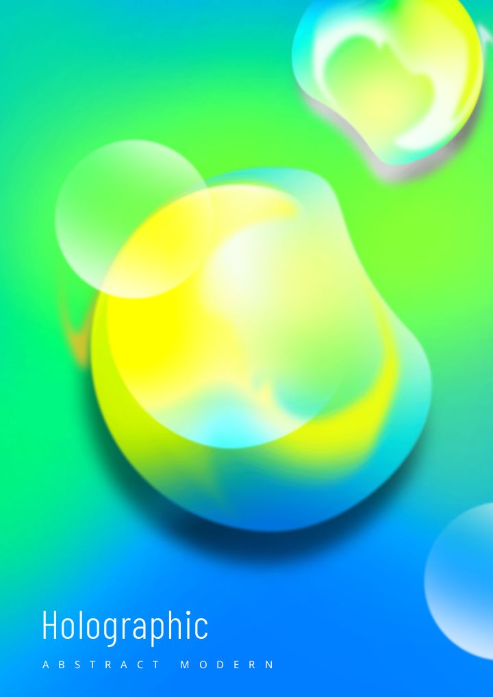 abstract poster featuring a holographic gradient palette