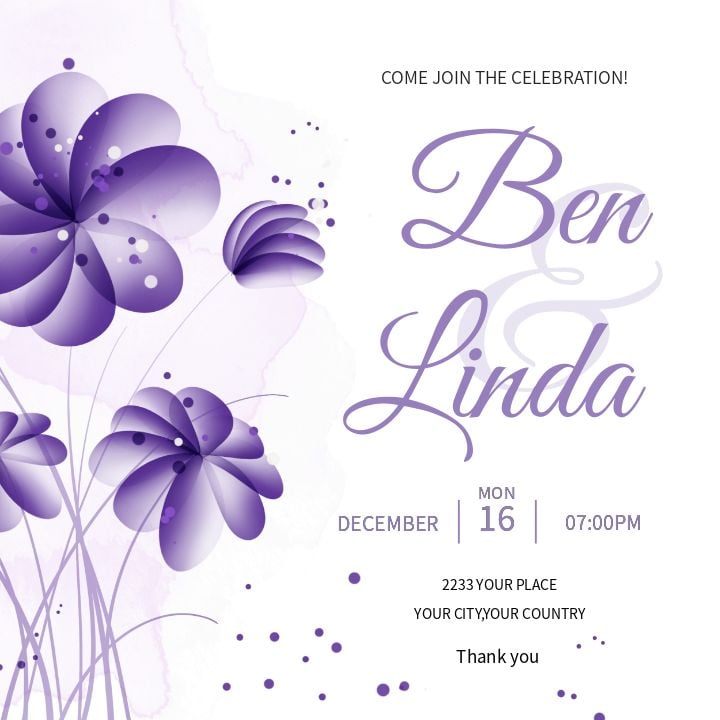 abstractly elegant purple wedding instagram share