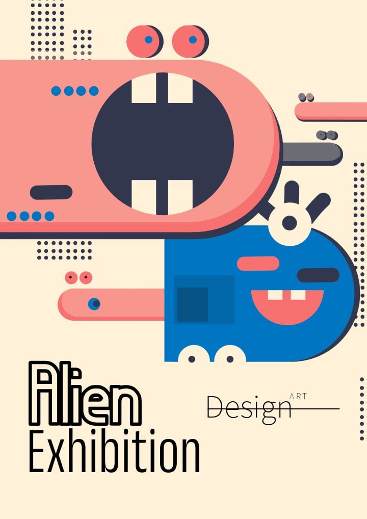 an exhibition of vibrant abstract alien art