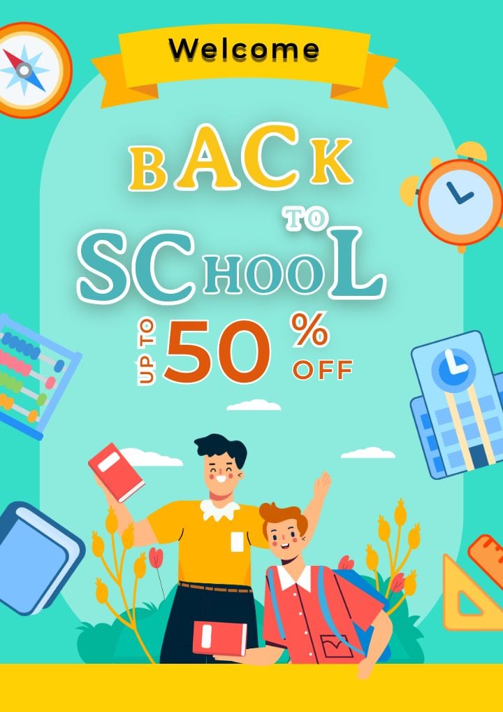 animated poster return to school education fun