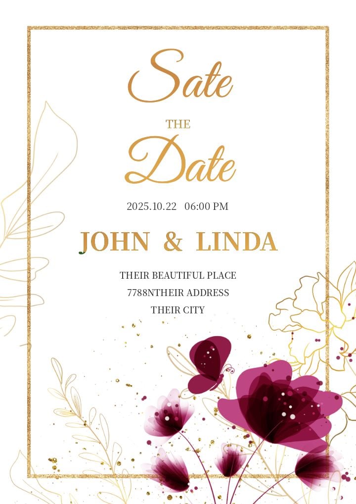 artistic abstract floral wedding invitation