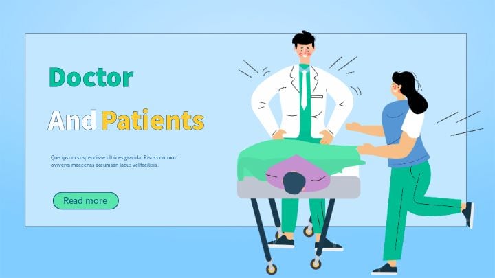 banner featuring a cartoon doctor and patient in blue