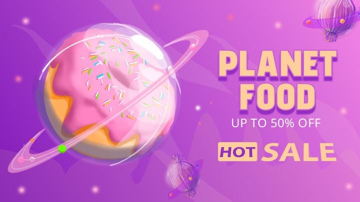 banner for a celestial gastronomic world