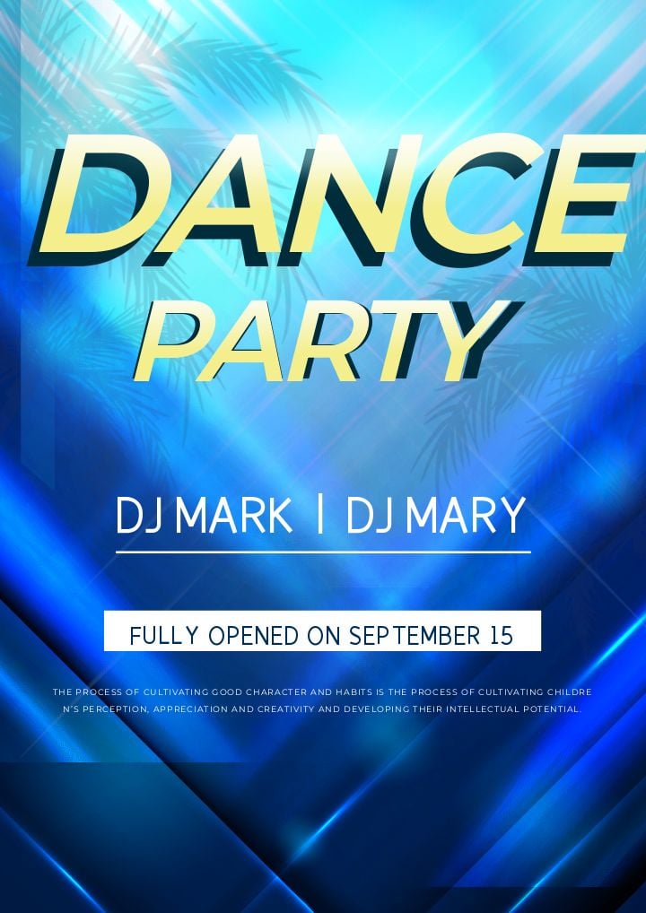 blue club prom party poster