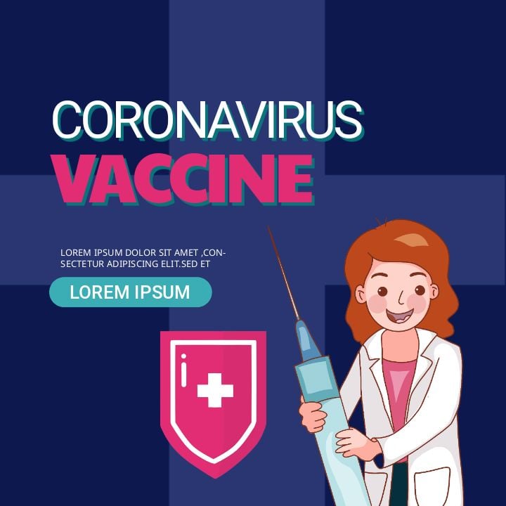 cartoon illustration promotional coronavirus vaccine prevention