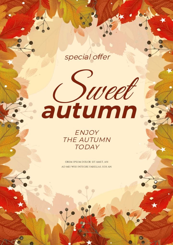 charming fall plant illustration in cartoon fashion for greeting card