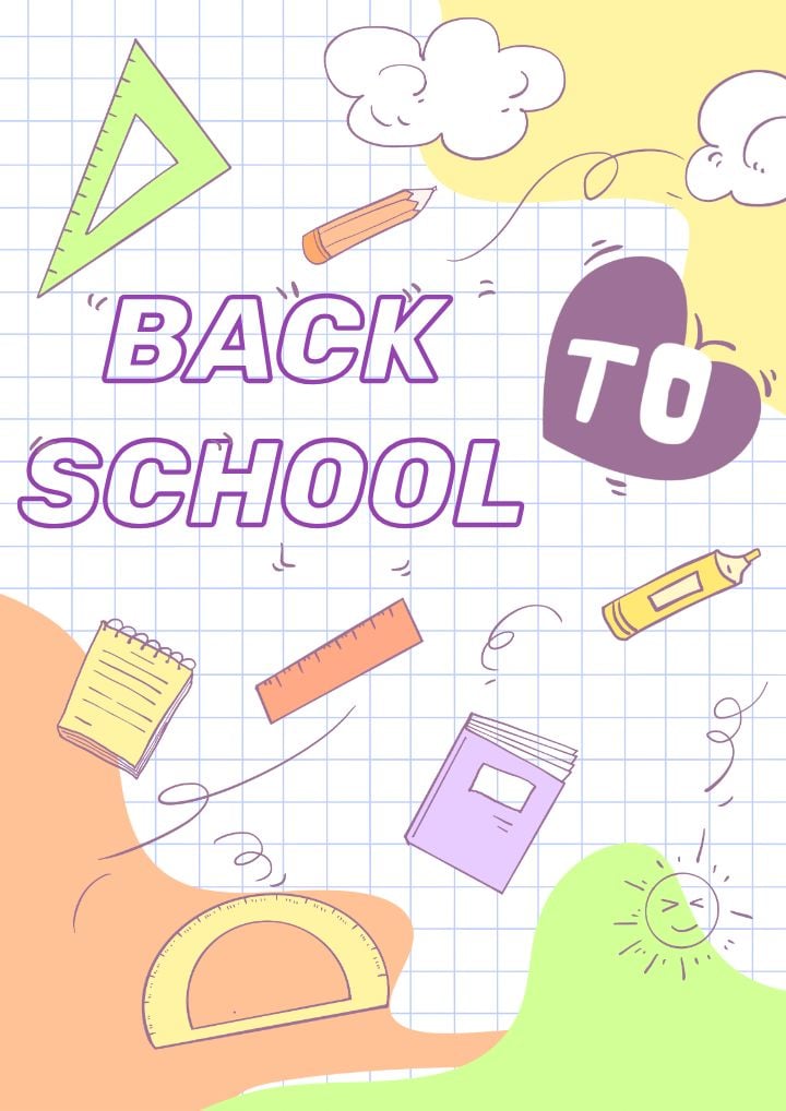 colorful cartoon poster the return to school
