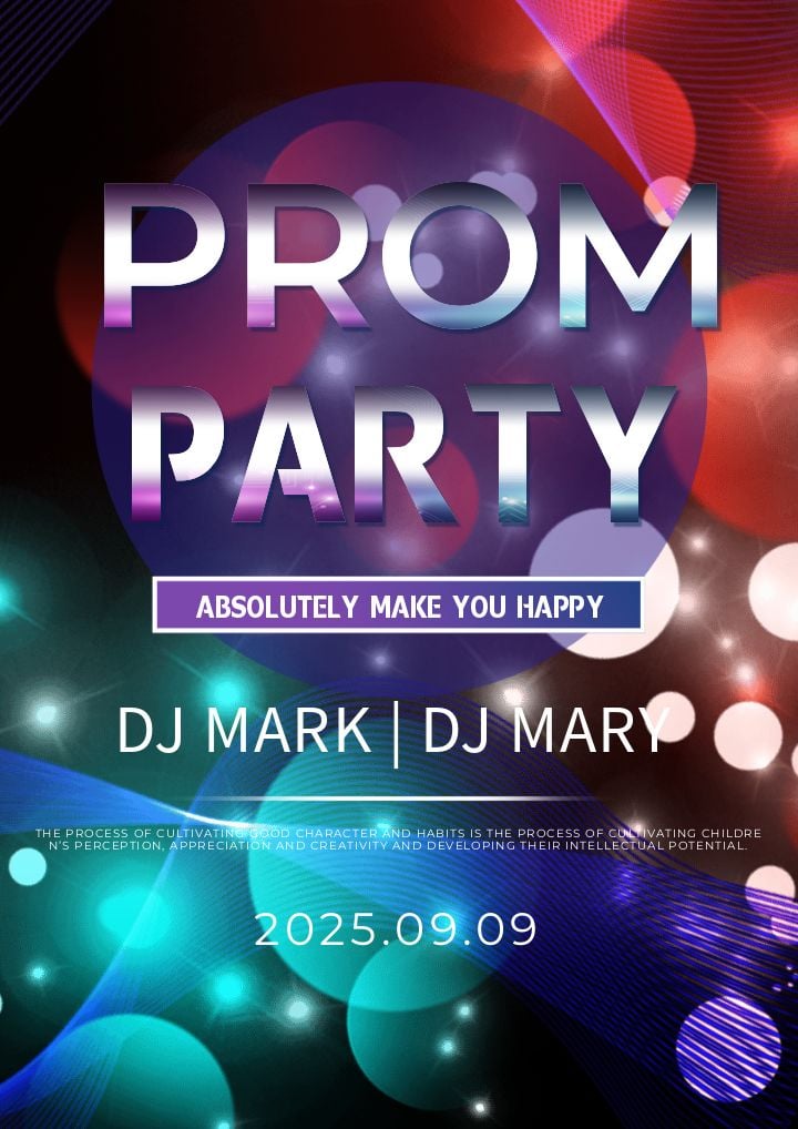 colorful poster club prom with a halo theme