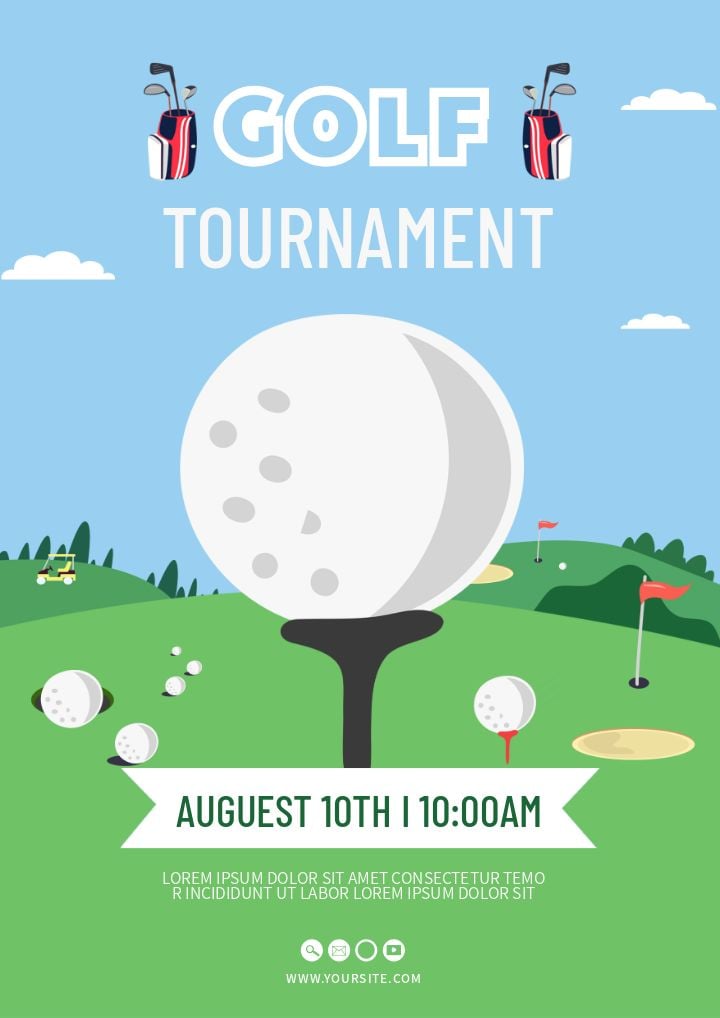 creative blue-themed golf tournament flyer