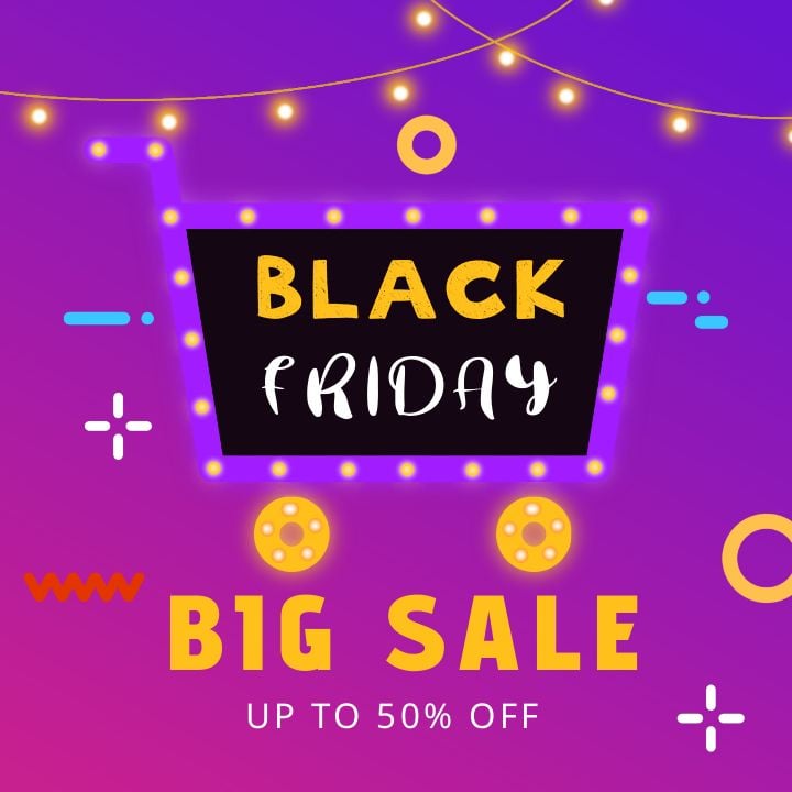 creative instagram post featuring a light effect black friday sign