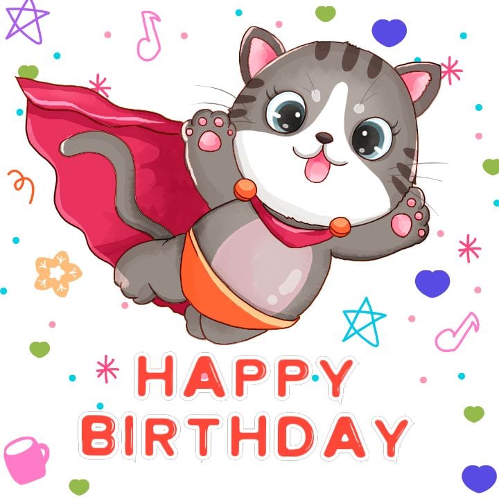 creative instagram post for a birthday greeting card featuring a cute animal superhero