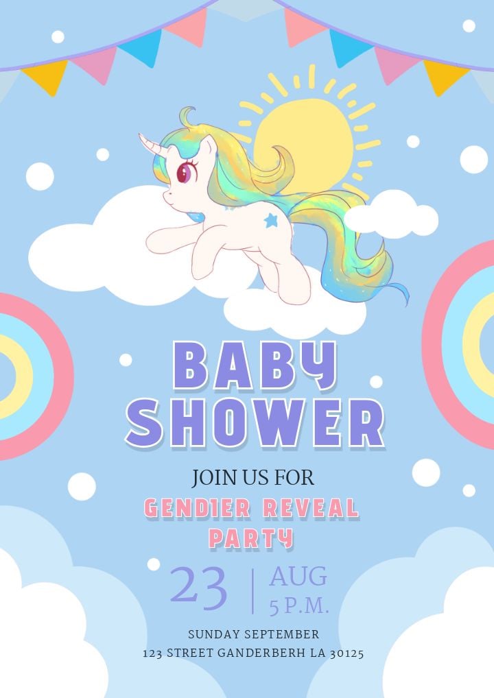 creative light blue invitation for a baby shower