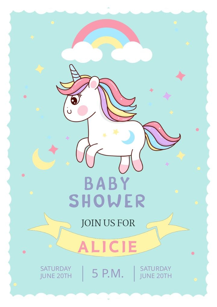 creative light green invitation for a baby shower