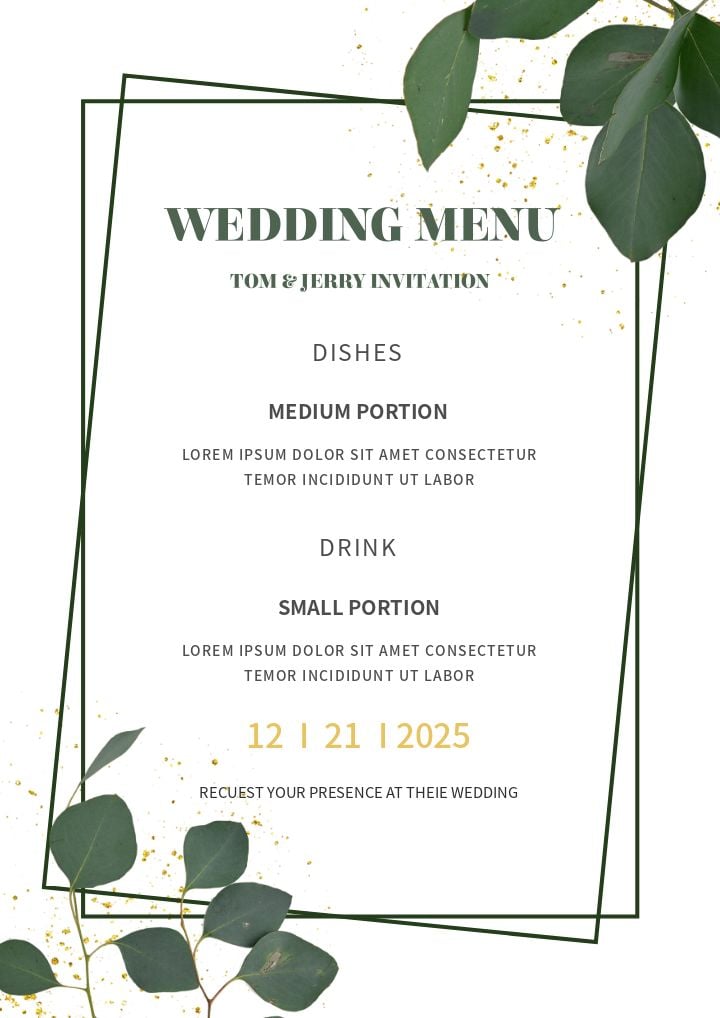 creative yet straightforward wedding menu