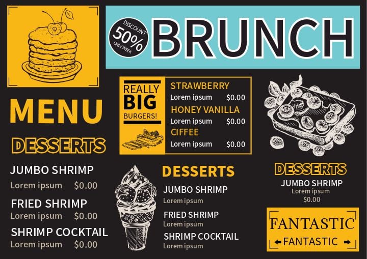 dessert sketch menu with a blackboard twist