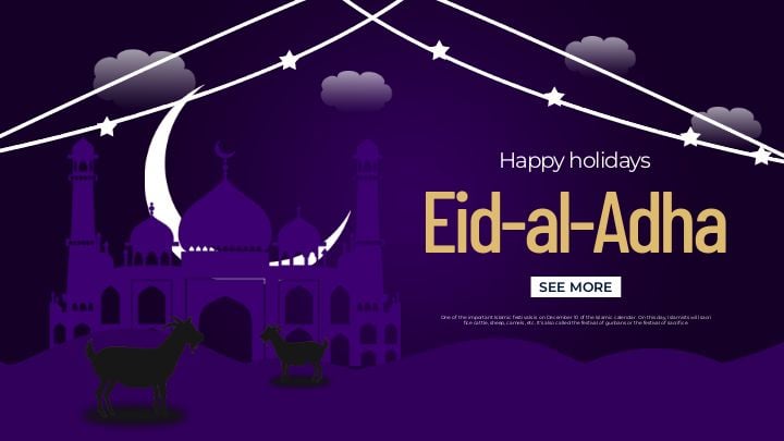 elegant design for eid banner in purple