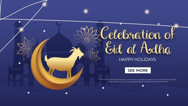 elegant eid banner with a creative blue design
