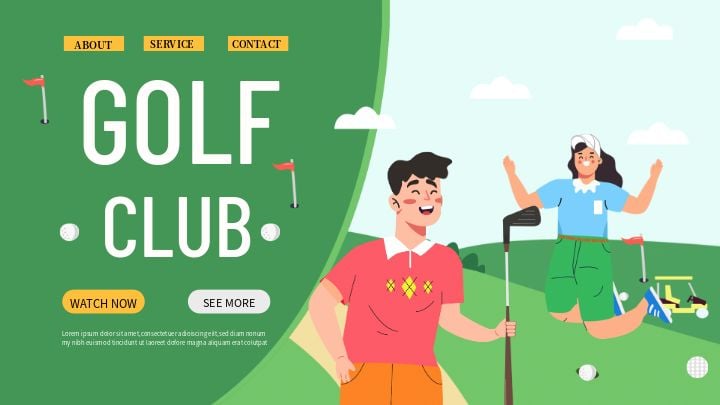 engaging golf landing page with creative illustrations