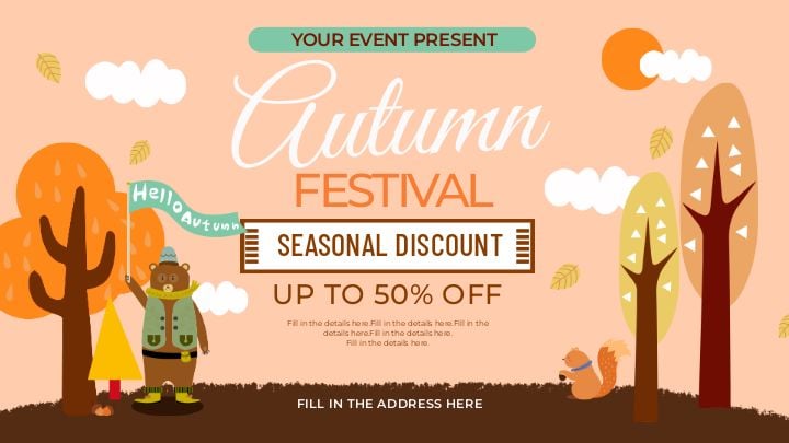 fall promotion banner in cartoonish orange style