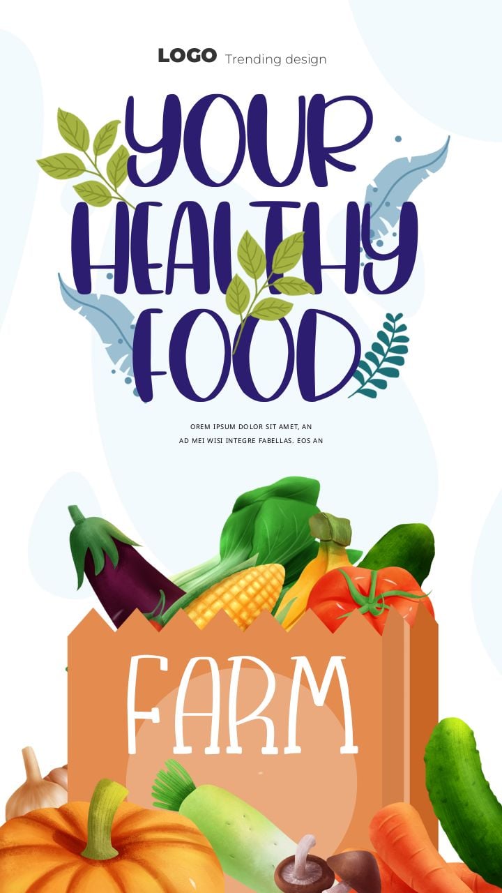 farm-fresh organic food market cartoon instagram story