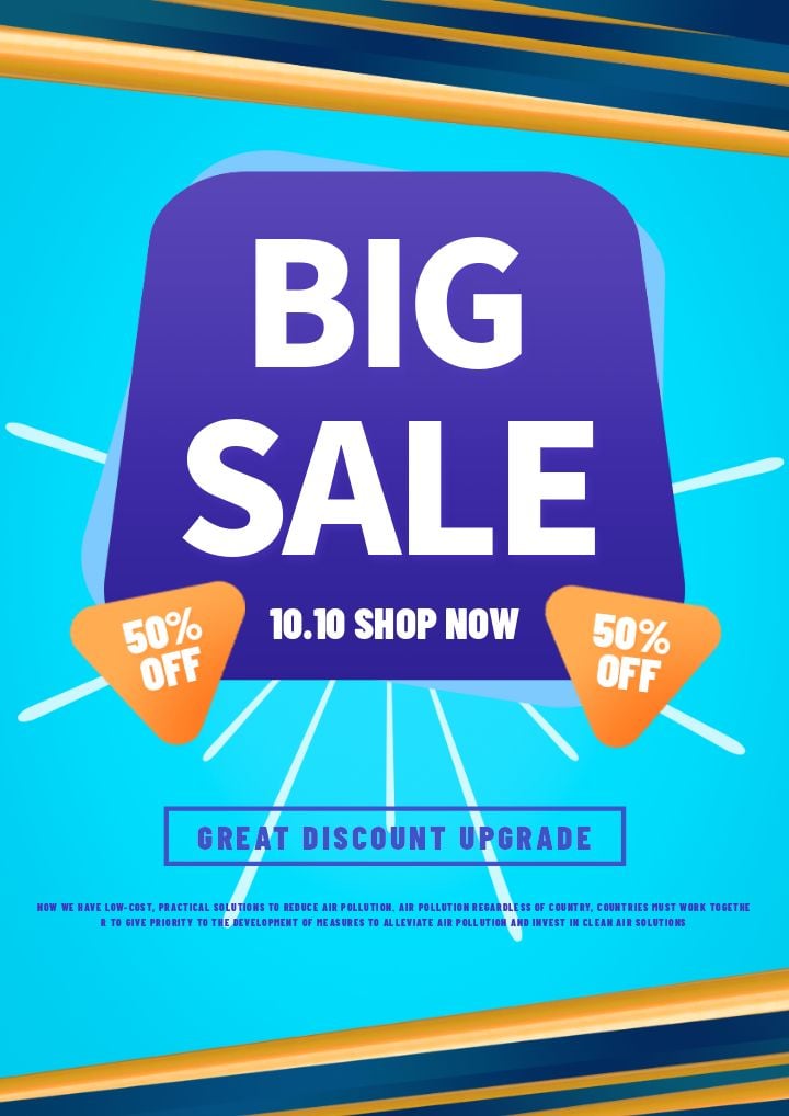 gradient blue poster major discount promotion