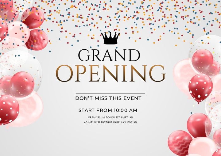 grand opening event stylish balloon fashion promotion flyer