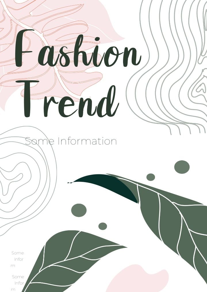illustrated poster featuring striped leaf design in pink and green - a fashionable trend