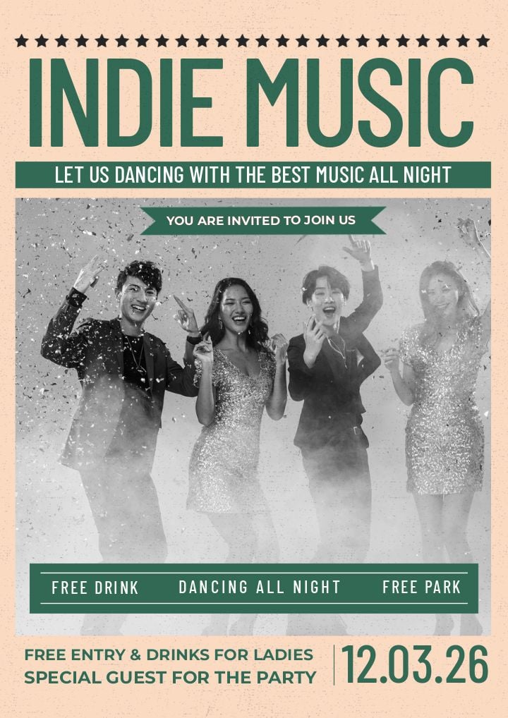 independent music performance poster for a vibrant party audience