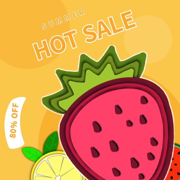 instagram post promoting fruits in paper cut style