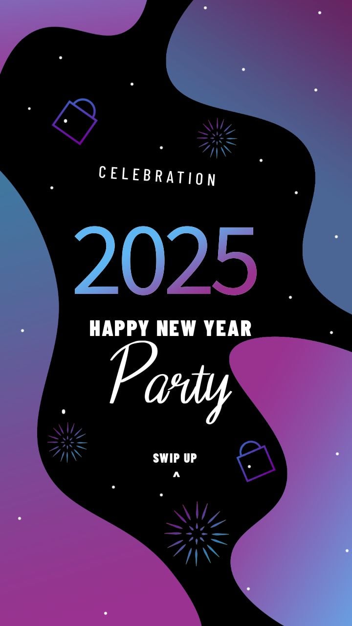 instagram stories for new year 2025 party with a stunning color gradient