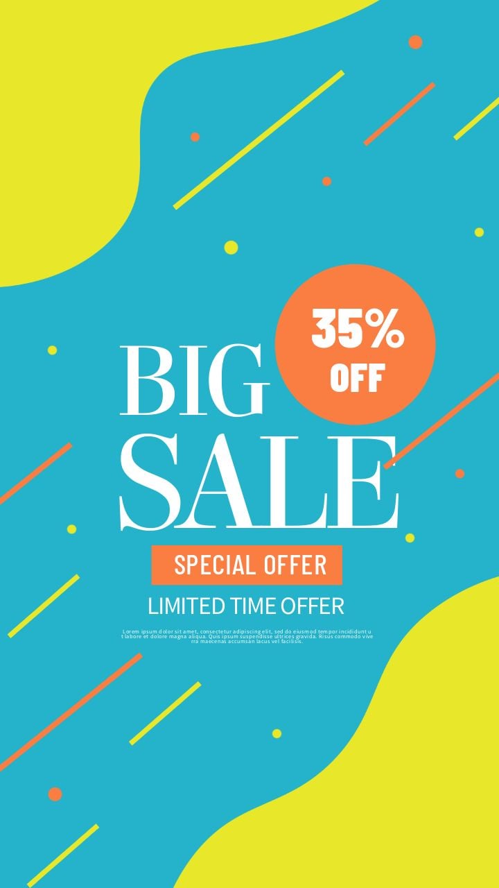instagram story big sale in yellow and blue tones