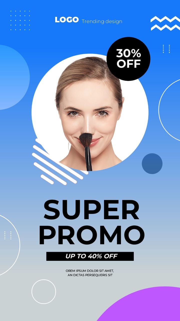 instagram story promoting cosmetics with fashionable color gradients