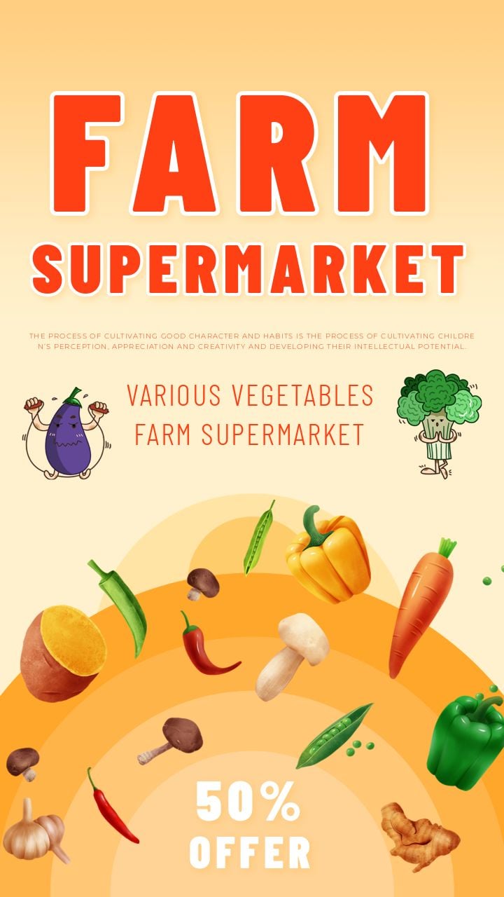 instagram story promoting healthy food at a farm supermarket